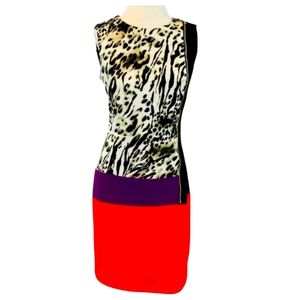 Calvin Klein orange animal print sheath dress size 6
